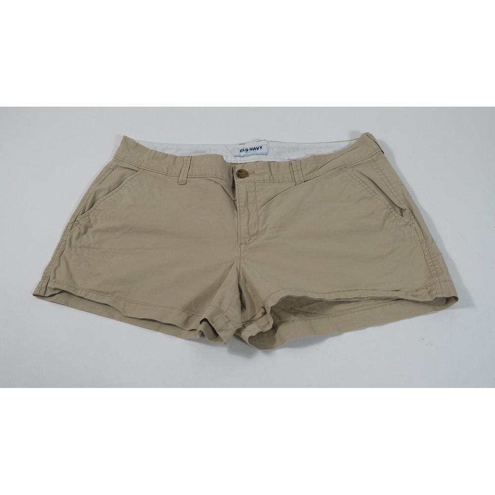 Old Navy Shorts Womens 12 Tan Khaki Chino Mid Rise Stretch Casual Classic